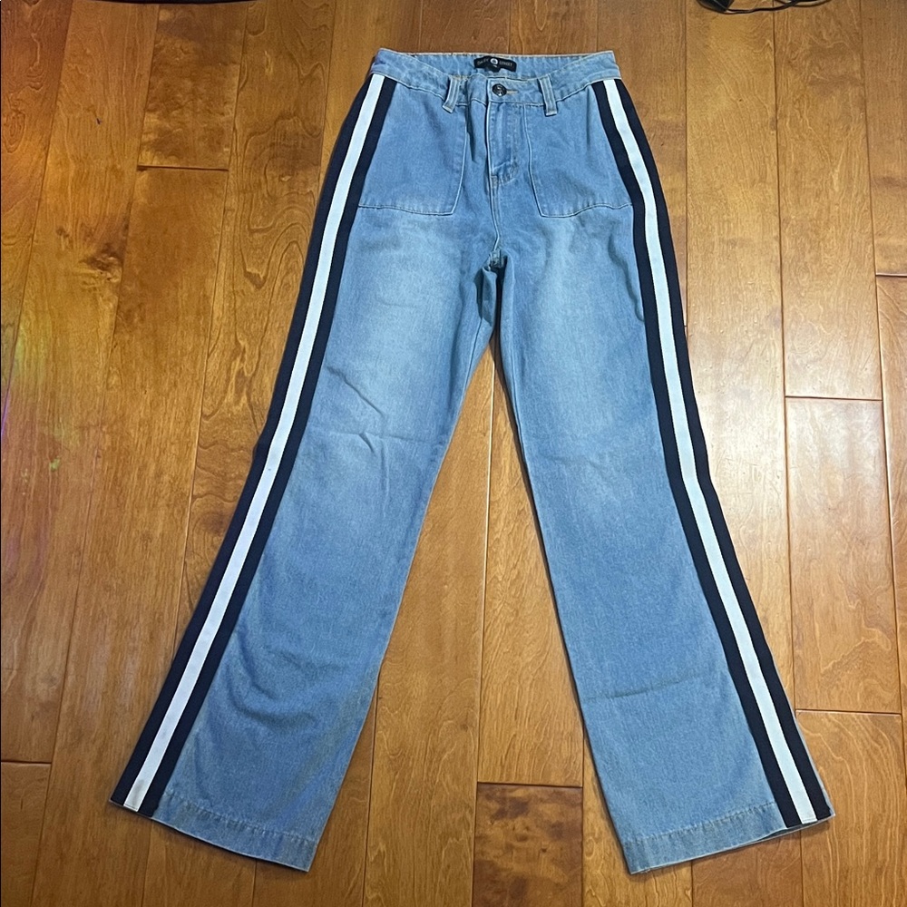 Daisy Street Light Wash Flare Jeans Women 10 Side Stripe Coastal Preppy Y2K